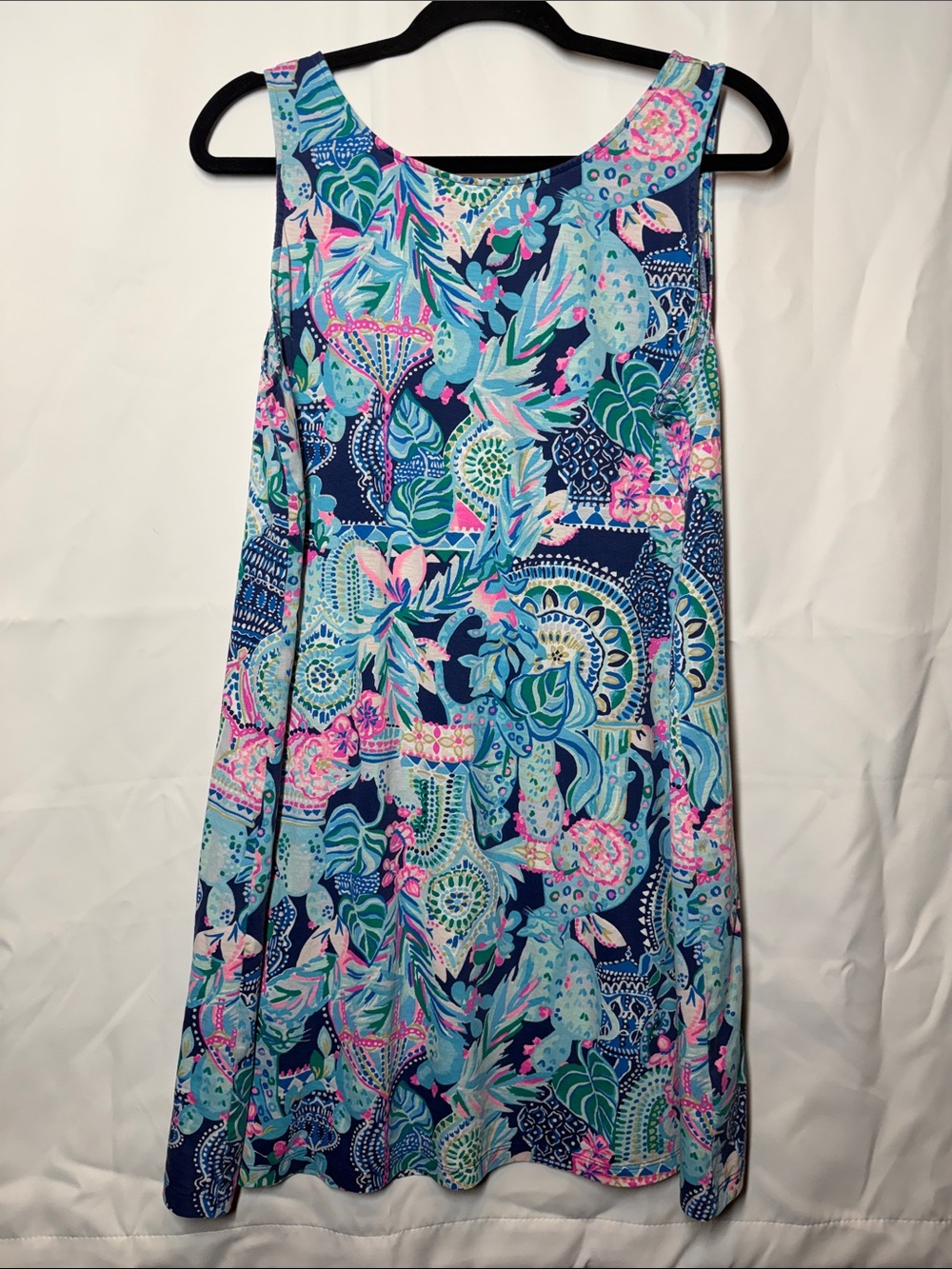 Lilly Pulitzer Navy Multi Floral Paisley Print Sleeveless Dress